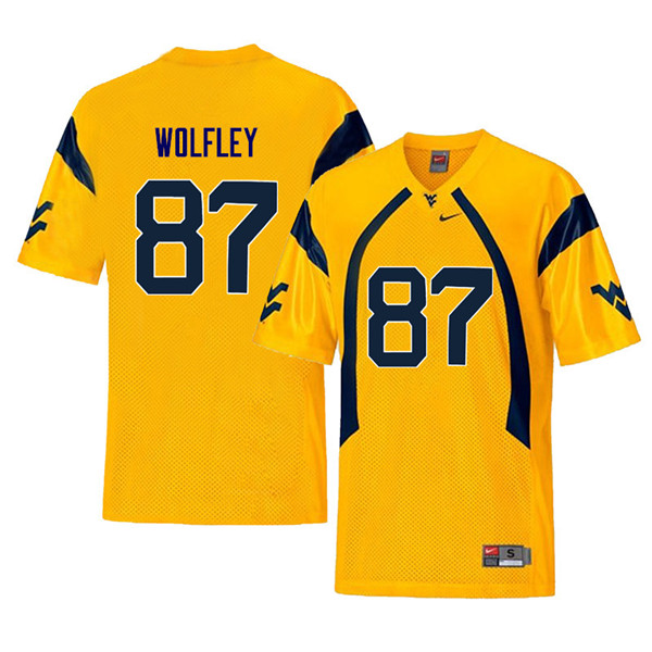 NCAA Men's Stone Wolfley West Virginia Mountaineers Yellow #87 Nike Stitched Football College Retro Authentic Jersey DC23A72YG